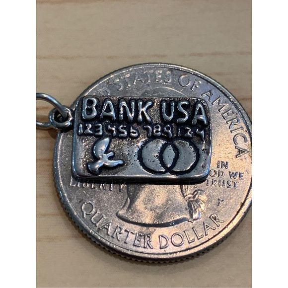 .925 Credit Card Sterling Silver Jewelry Charm #money #plastic card - Picture 3 of 3